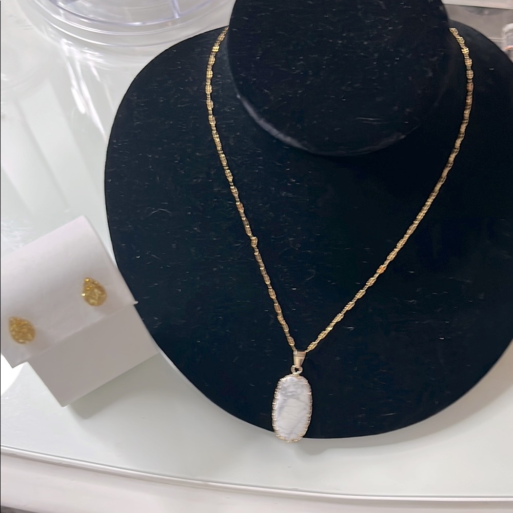 Gold necklace, and gold earrings set